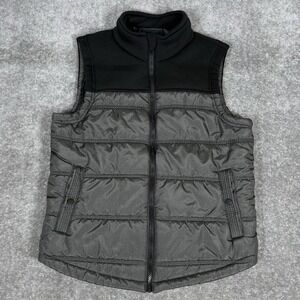 Rock‎ & Republic Vest Men's Medium Black Gray Puffer Full Zip